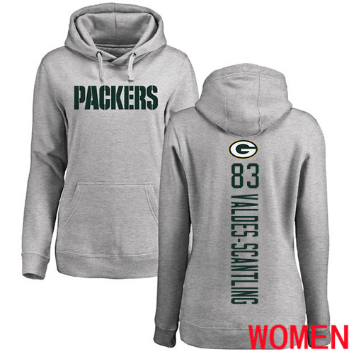 Green Bay Packers Ash Women 83 Valdes-Scantling Marquez Backer Nike NFL Pullover Hoodie Sweatshirts